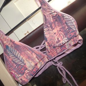 Msrp pink Feather design bikini top size Large